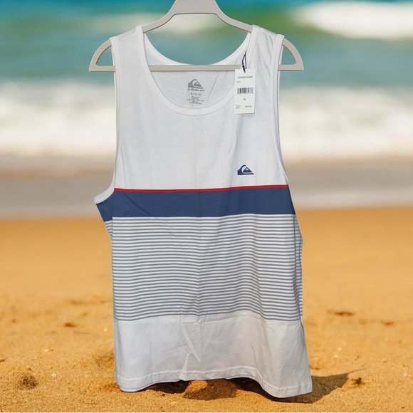 Quiksilver Other - Quiksilver Men’s Tank Top Size XL White Striped Sleeveless 100% Cotton NWT!